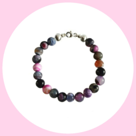 -Kralen Armband- ☆Agaat☆ Multicolour Fuchsia