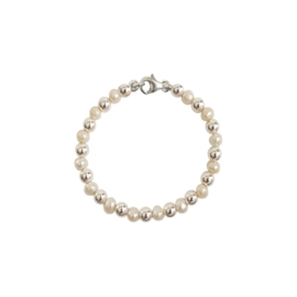 - Baby Armbandje - Zoetwaterparel Pearly White Silver