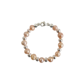 - Kinderarmbandje - Zoetwaterparel Pearly Pink Silver