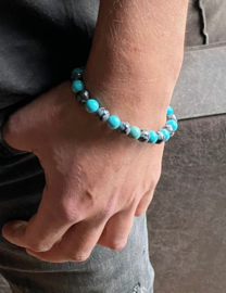- Kralen Armband - Turquoise/Snowflake