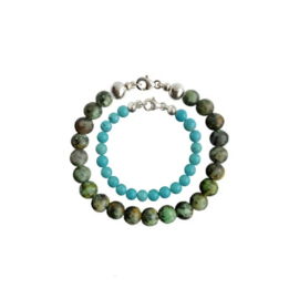Vader Zoon Armbanden met Afrikaans Turquoise en Turquoise kralen