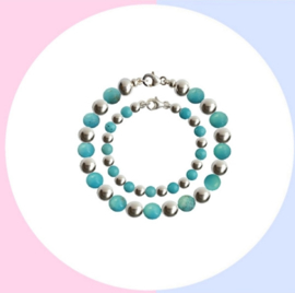 Moeder Zoon  Armband Turquoise Silver