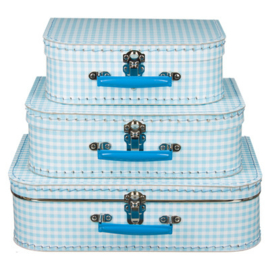 Koffertjes Large lichtblauw ruit (set of los)