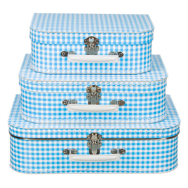 Koffertjes Large blauw ruit (set of los)