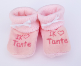 Slofjes I love tante roze