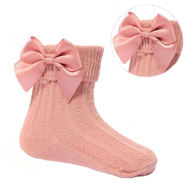 Baby - peuter sokjes met strikje goud roze