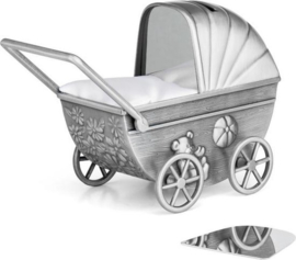 Spaarpot kinderwagen verzilverd mat