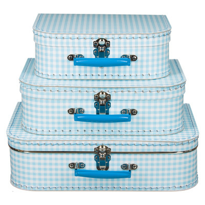 Koffertjes Large lichtblauw ruit (set of los)