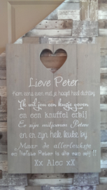 Tekstbord lieve Peter