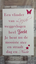 Tekstbord Een vlinder van liefde