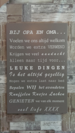 Tekstbord Bij opa en oma