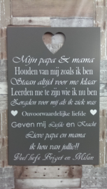 Tekstbord Mijn papa en mama