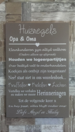 Tekstbord Huisregels opa en oma