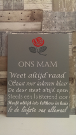 Tekstbord Ons mam