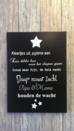 Tekstbord Kleertjes uit, pyama aan 4