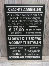 Tekstbord Geachte aanbeller