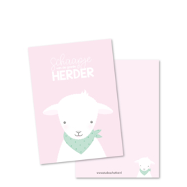 SCHAAPJE van de goede Herder (roze) | christelijke kaarten