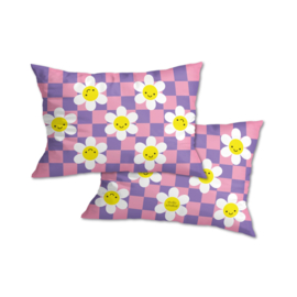 patroon bloem paars/roze | buitenkussen 60x40