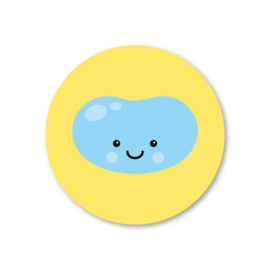 jelly bean, blauw | 5 ronde stickers