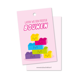 Lego | laten we een feestje BOUWEN (roze) | kadolabels