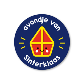 avondje van Sinterklaas | 5 ronde sinterklaasstickers