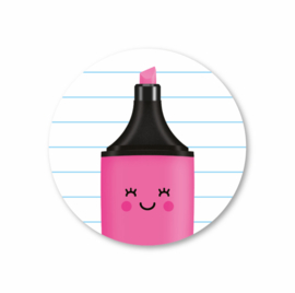 roze markeerstift | 5 ronde stickers