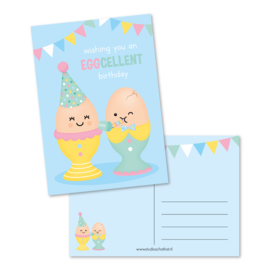 wishing you an EGGcellent birthday | kaarten