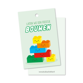 Lego | laten we een feestje BOUWEN (groen) | kadolabels