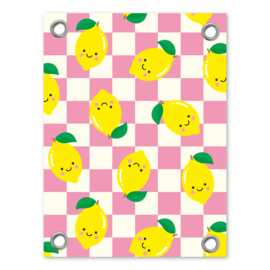 citroen patroon roze/wit | tuinposter