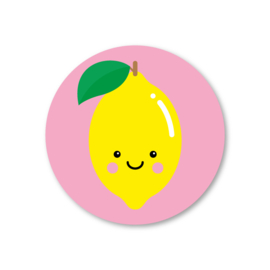 citroen, roze achtergrond | 5 ronde stickers