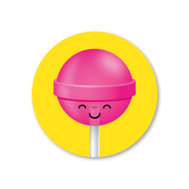 felroze lolly | 5 ronde stickers