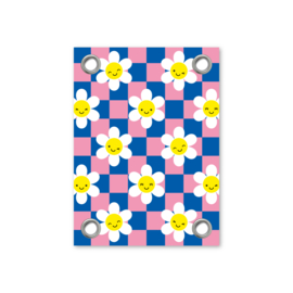 bloem patroon blauw/roze | tuinposter