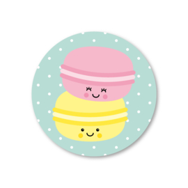 twee macarons | 5 ronde stickers