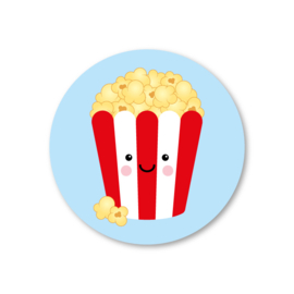 bakje met popcorn | 5 ronde stickers