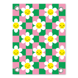 bloem patroon groen/roze | tuinposter