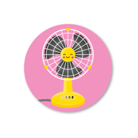 gele ventilator | 5 ronde stickers