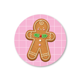 gingerbread man | 5 ronde kerststickers