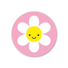 bloem, roze achtergrond | 5 ronde stickers
