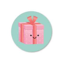 roze kadootje | 5 ronde stickers