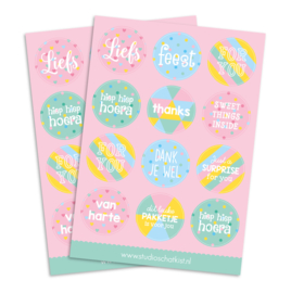 stickervel tekst met pastel kleuren | stickervel A5