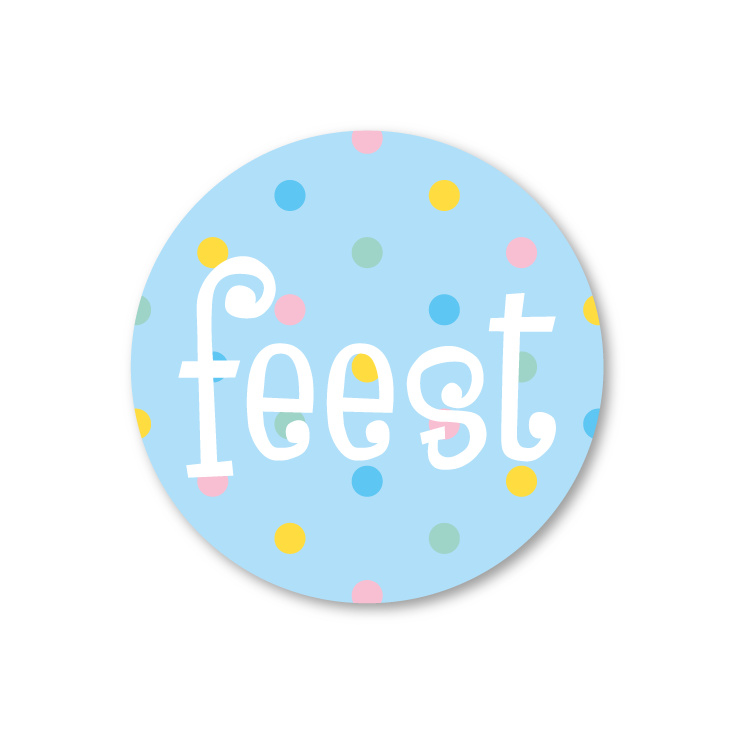 feest | 5 ronde stickers