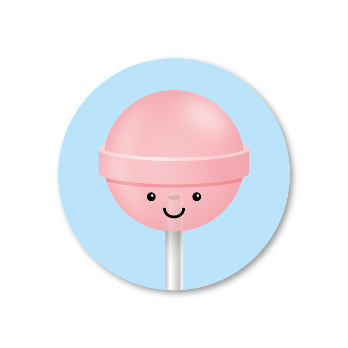 lichtroze lolly | 5 ronde stickers