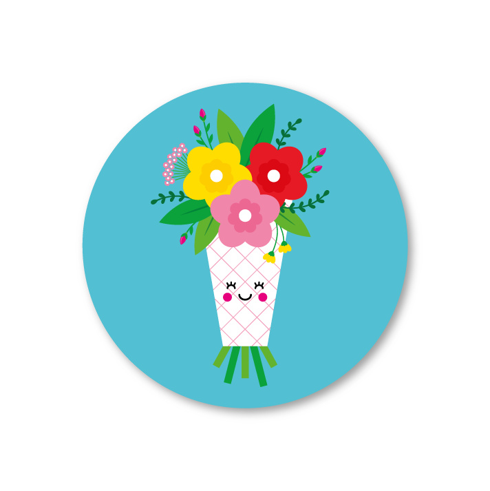 bosje bloemen | 5 ronde stickers