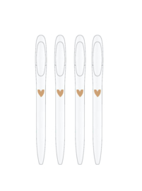 Pen | Golden Hearts SET WHITE van 4 pennen
