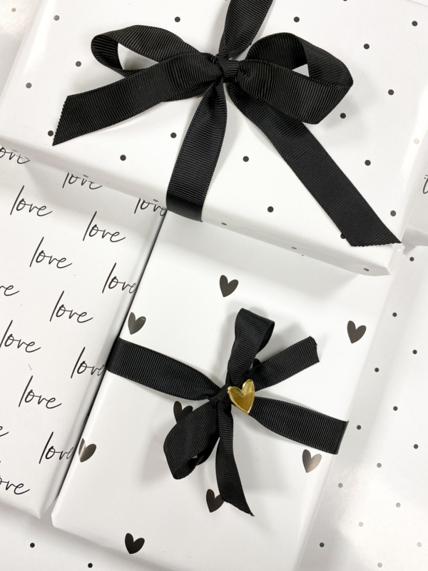 10 vellen Inpakpapier DOTS Black & White | Inpakpapier & Lint | Stationery Gift