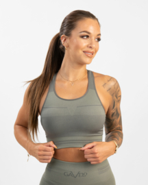 GAVELO PULSE NUDE OLIVE GREY SEAMLESS SPORTTOP