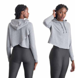 ONELLA SOFT CROSSED BACK HOODIE GREY MELANGE