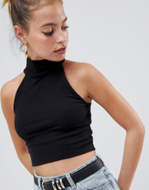 ONELLA TURTLENECK CROPPED TOP  BLACK