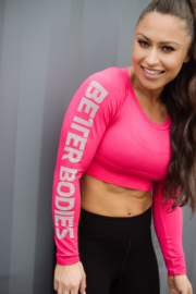 BETTER BODIES BOWERY CROPPED TOP HOT PINK