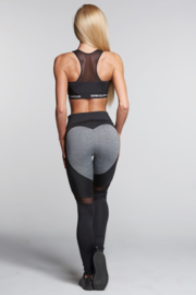 GYM GLAMOUR | BLACK & GREY HEART FITNESSLEGGING